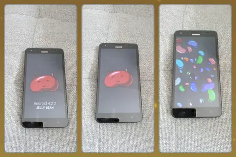 Huawei phones showing the Android 4.2 Jelly Bean version screen